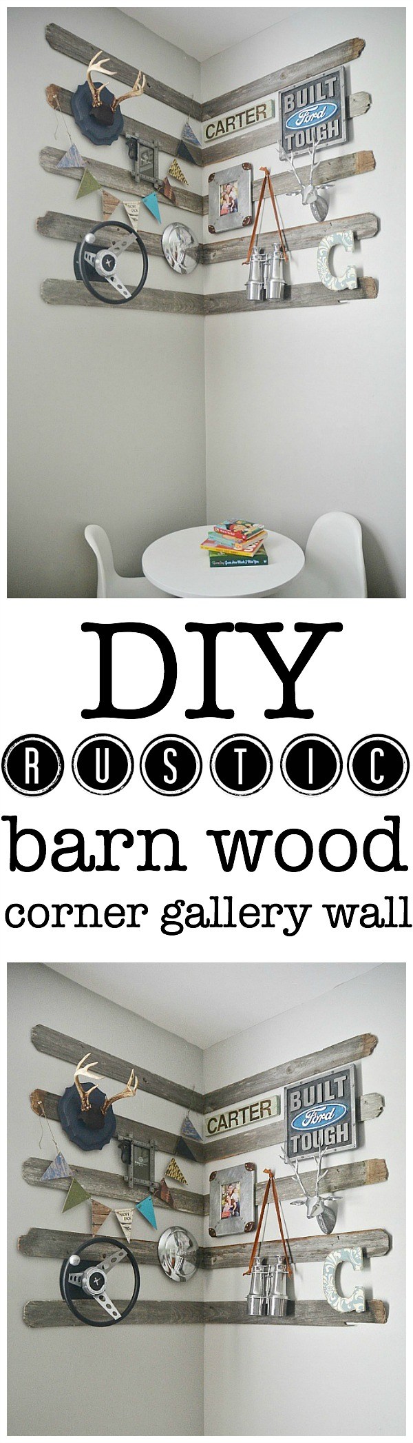 DIY Rustic Corner Gallery Wall. 