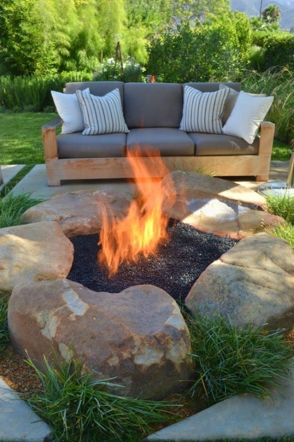 Large Boulder Fire Pit