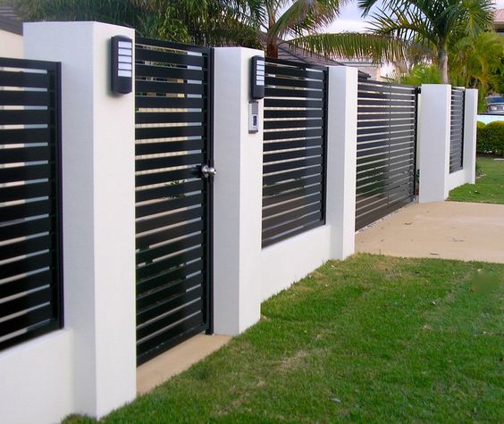 modern black and white fence