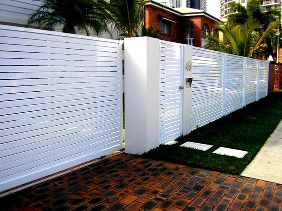 white horizontal slat fence